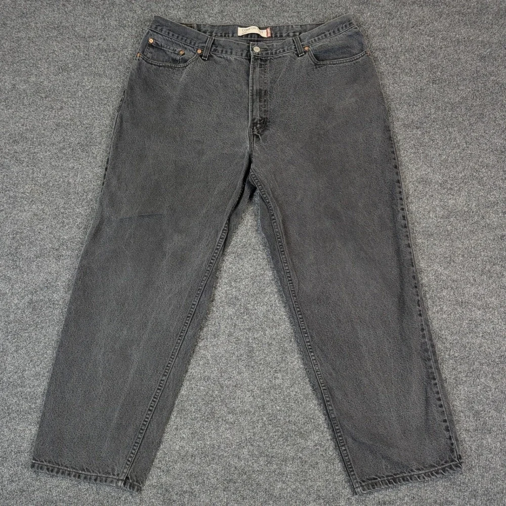 Levis 560 Comfort Fit Jeans Mens 42x32 Faded Black Tapered Leg Denim Pants